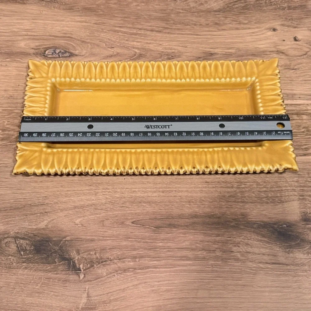 Pier 1 Imports Rectangle Leafed Edge Ceramic Serving Tray/Platter Discontinued